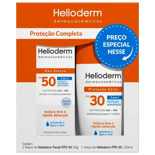 Kit Protetor Solar Helioderm FPS 30 120ml e FPS 50 50g