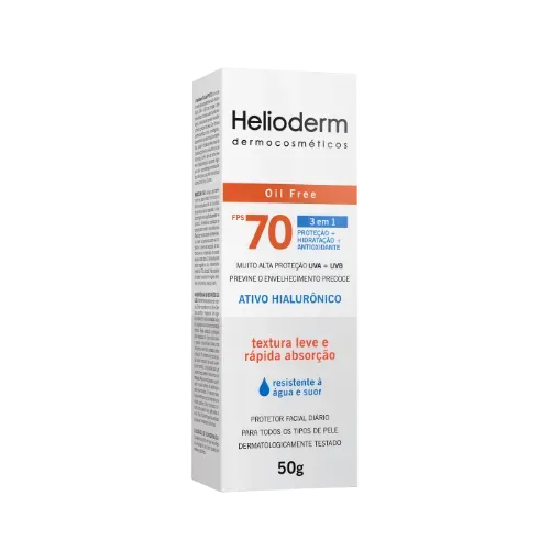 Protetor Solar Facial Helioderm FPS 70 Sem Cor 50g Creme