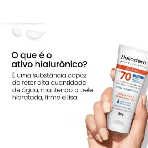 Protetor Solar Facial Helioderm FPS 70 Sem Cor 50g Creme