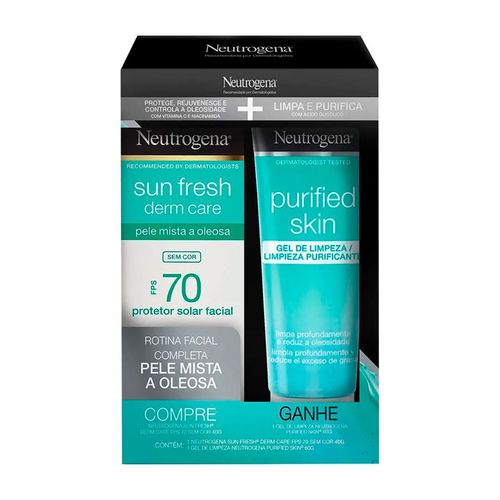 Kit Protetor Solar Neutrogena Sun Fresh Derm Care FPS 70 40g + Gel de Limpeza 60g
