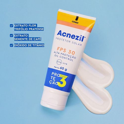 Protetor Solar Facial Acnezil com FPS 30 60g
