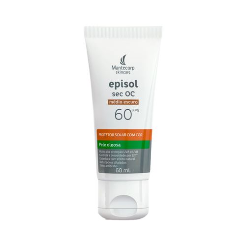 Protetor Solar Facial Mantecorp Skincare Episol Sec OC com Cor Médio Escuro 60ml