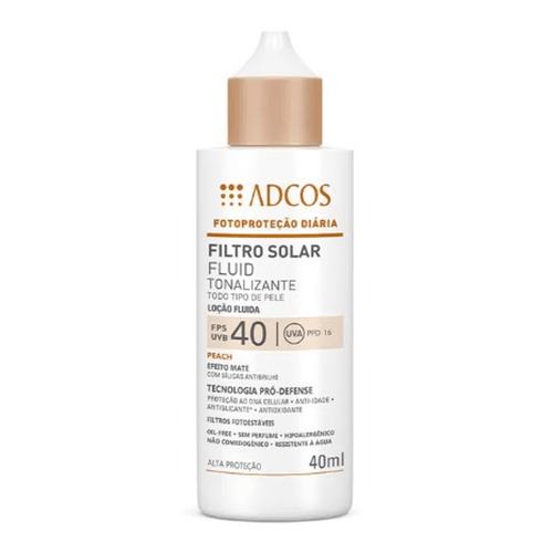 Protetor Solar Facial em Loção Adcos Fluid com Cor Ivory FPS 40 40ml