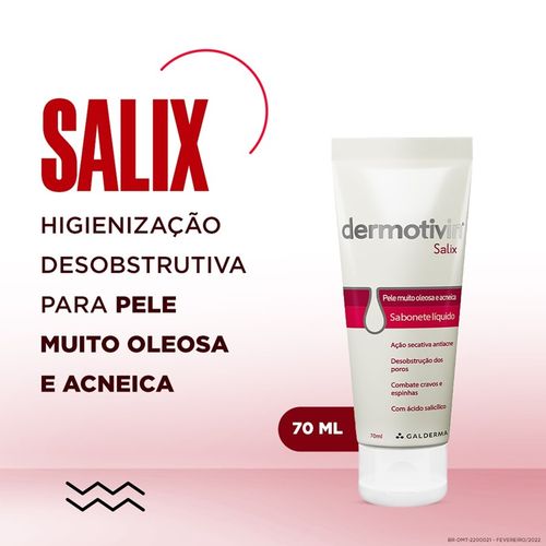 Sabonete Líquido Facial Dermotivin Salix com Ácido Salicílico 70ml