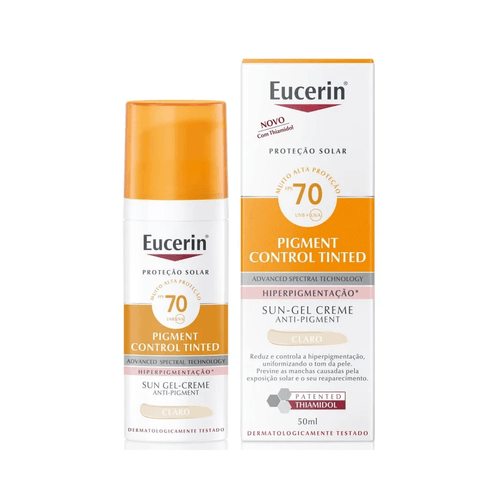 Protetor Solar Facial em Creme Eucerin Pigment Control com Thiamidol Tom Claro FPS 70 50g