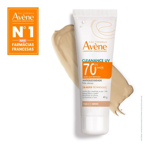 Protetor Solar Facial em Loção Avène Cleanance com Cor Média FPS 70 40g