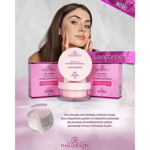 Hidratante Facial em Gel Phallebeauty com Ácido Hialurônico e Colágeno 35g