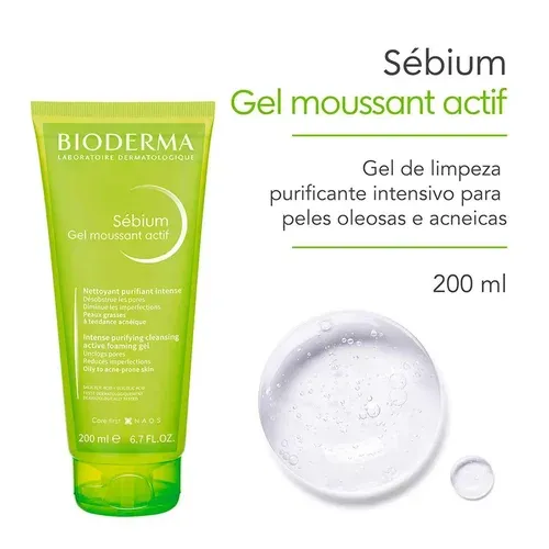 Gel de Limpeza Facial Bioderma Sébium Actif com Ácido Salicílico e Glicólico 200ml