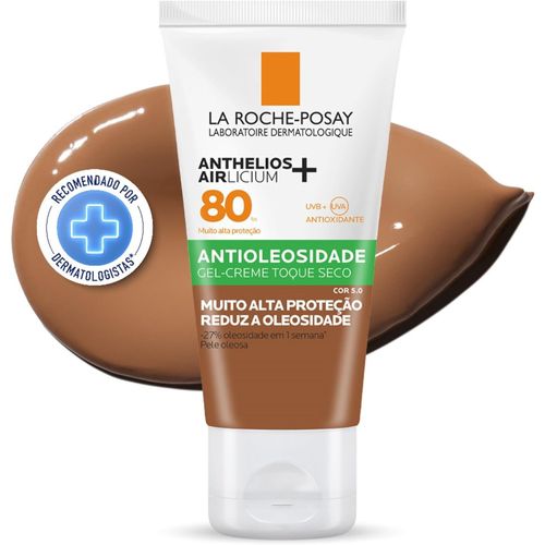 Protetor Solar Facial em Gel La Roche-Posay Anthelios Airlicium com Cor 5.0 FPS 80 40g