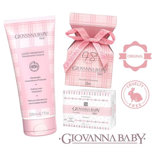 Kit Hidratante Corporal Giovanna Baby Classic com Colônia e Sabonete 200ml