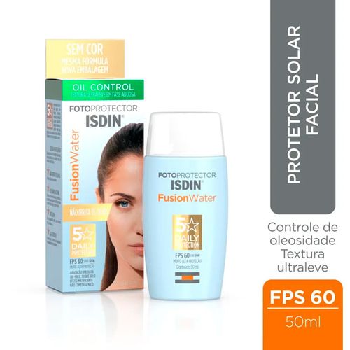Kit Protetor Solar Facial ISDIN Fusion Water FPS 60 e Sabonete Acniben 50ml + 80g