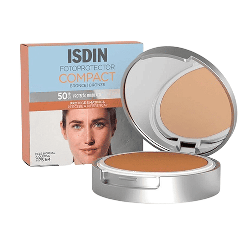 Protetor Solar Facial Compacto ISDIN com Cor Bronze FPS 50 10g