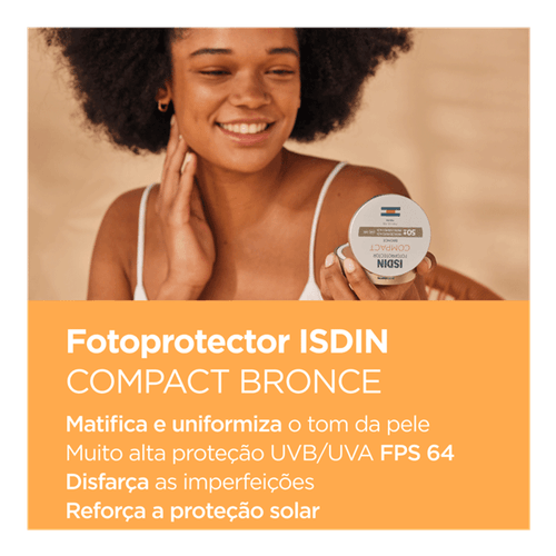 Protetor Solar Facial Compacto ISDIN com Cor Bronze FPS 50 10g