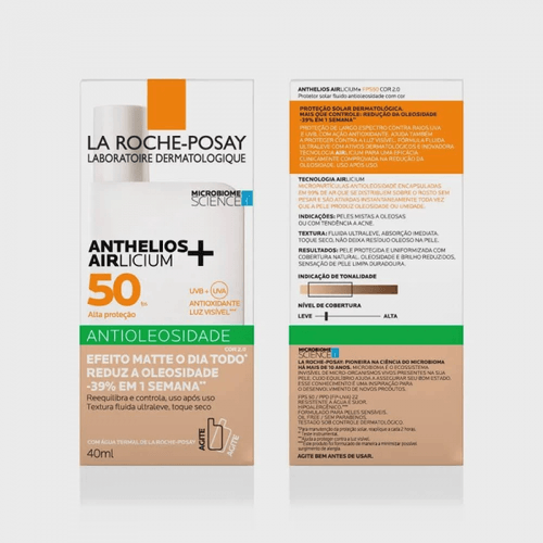 Protetor Solar Facial em Loção La Roche-Posay Anthelios Airlicium com Cor 2.0 FPS 50 40ml