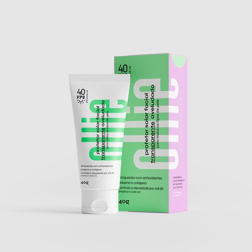 Protetor Solar Facial em Gel Ollie com FPS 40 e Vitamina E 40g