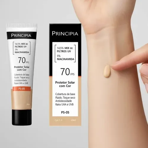 Protetor Solar Facial em Loção Principia PS-05 com Cor 1.0 e Niacinamida 30ml