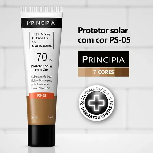Protetor Solar Facial em Loção Principia com Cor 5.0 FPS 70 30ml