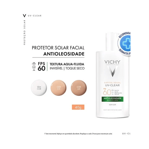 Protetor Solar Facial em Loção Vichy Capital Soleil UV-Clear com FPS 60 Cor 2.0 40g