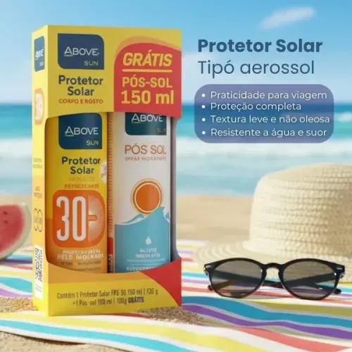 Kit Protetor Solar Aerosol Above Sun FPS 30 150ml e Pós-Sol Spray 150ml