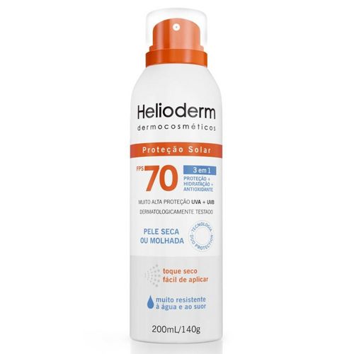 Protetor Solar Aerossol Helioderm com Ácido Hialurônico FPS 70 200ml