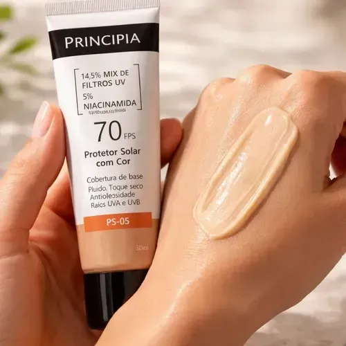 Protetor Solar Facial em Loção Principia PS-05 com Cor 2.0 FPS 70 30ml