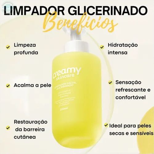 Limpador Facial em Gel Creamy com Glicerina e Aloe Vera 200ml