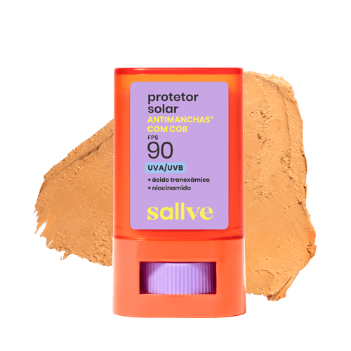 Protetor Solar Facial em Bastão Sallve com Ácido Tranexâmico e FPS 90 Cor 4 15g