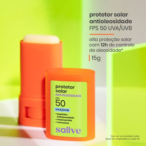 Protetor Solar em Bastão Sallve com FPS 50 e Niacinamida 15g