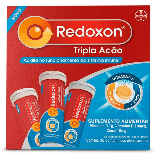 Vitamina C D e Zinco Redoxon Tripla Ação 30 Comprimidos Efervescentes