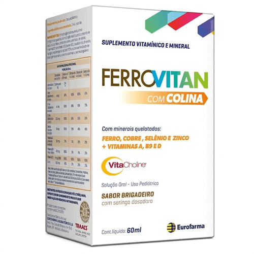 Suplemento Vitamínico Infantil Eurofarma Ferrovitan Brigadeiro 60ml