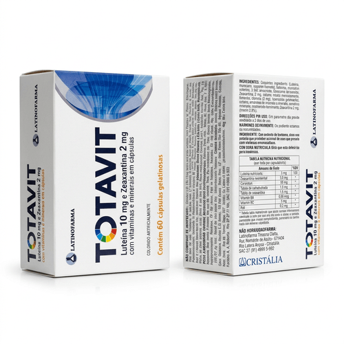 Multivitamínico Cristália Totavit Luteína 10mg e Zeaxantina 2mg 60 Cápsulas