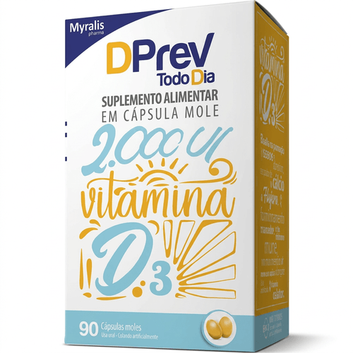Vitamina D3 Myralis Dprev Todo Dia 2000UI 90 Cápsulas