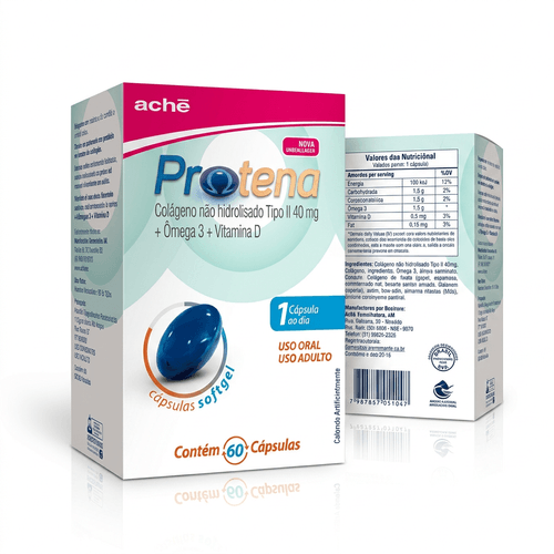 Colágeno Tipo II Protena Ache Ômega 3 e Vitamina D 60 Cápsulas