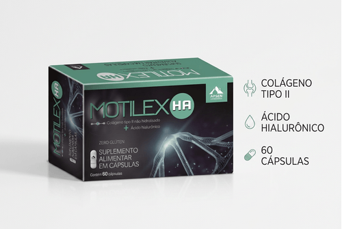Colágeno Tipo II e Ácido Hialurônico Apsen Motilex HA 60 Cápsulas