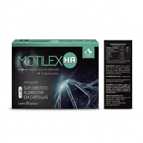 Colágeno Tipo II e Ácido Hialurônico Apsen Motilex HA 30 Cápsulas
