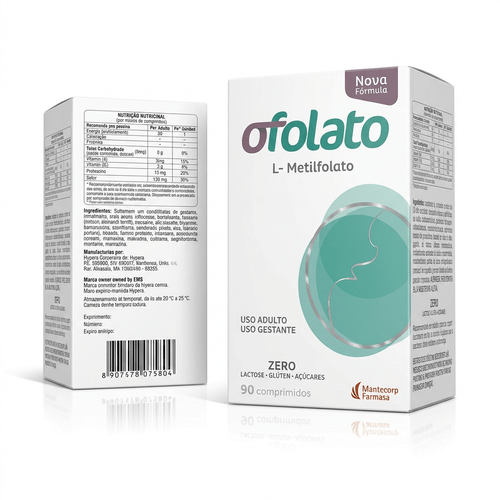 Suplemento Vitamínico Ofolato L-Metilfolato de Cálcio EMS 90 Comprimidos