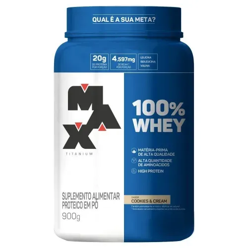 Whey Protein Max Titanium 100% Whey Cookies e Cream 900g