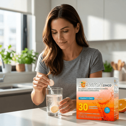 Vitamina C e Zinco Aceviton Laranja Cimed 30 Comprimidos Efervescentes