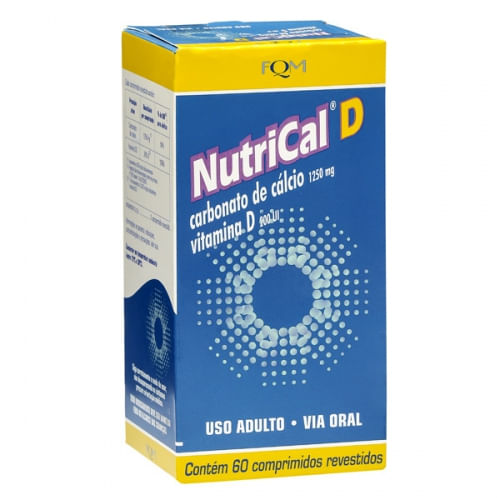 Suplemento Mineral e Vitamínico Nutrical D 1250mg 400UI Farmoquímica  60 Comprimidos