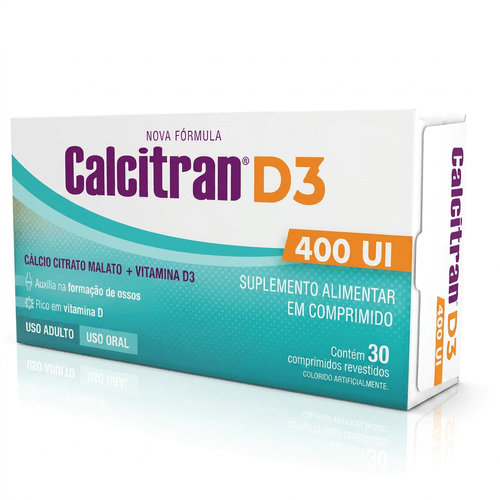 Cálcio e Vitamina D3 Calcitran D3 400UI Divcom 30 Comprimidos