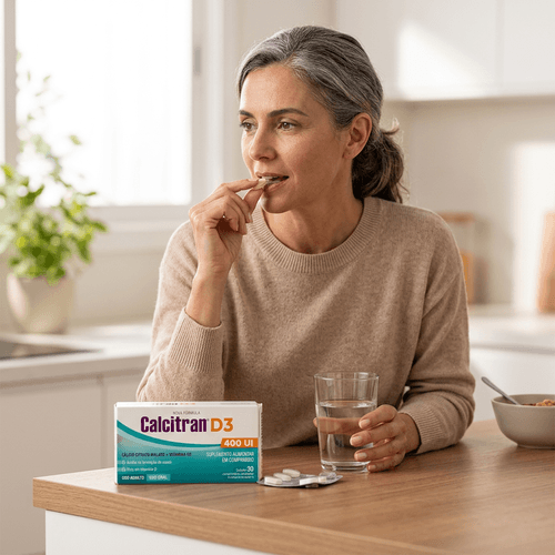 Cálcio e Vitamina D3 Calcitran D3 400UI Divcom 30 Comprimidos
