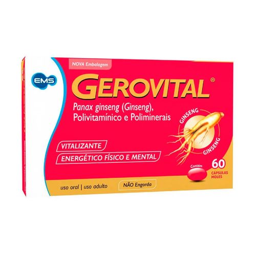 Multivitamínico Gerovital EMS Panax Ginseng e Minerais 60 Cápsulas