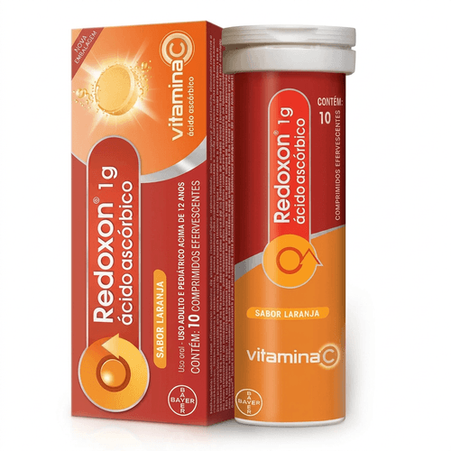 Vitamina C Redoxon 1g Bayer Laranja 10 Comprimidos Efervescentes