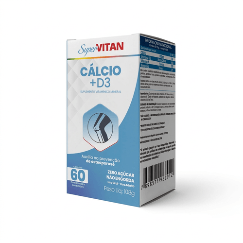 Cálcio e Vitamina D3 Supervitan 600mg 60 Comprimidos