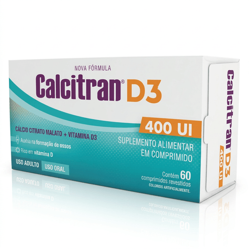 Suplemento Mineral Calcitran D3 Cálcio e Vitamina D3 400UI Divcom  60 Comprimidos