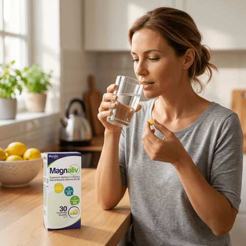 Suplemento de Magnésio Vitamina B5 e B6 Myralis Magnaliv 30 Comprimidos
