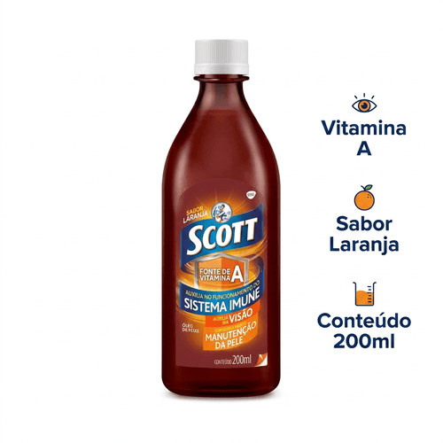 Vitamina A e D Emulsão Scott Laranja 200ml