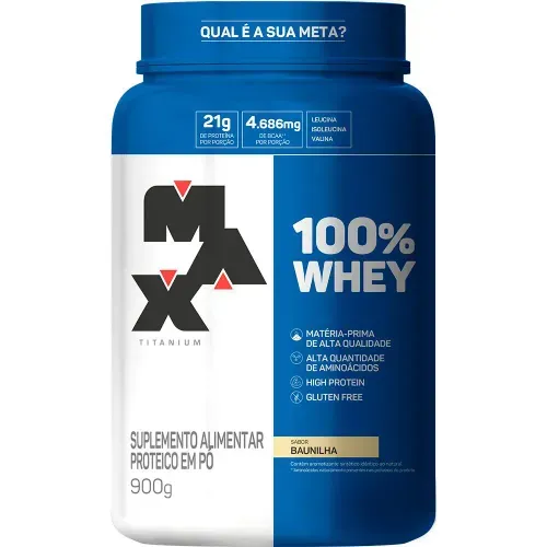 Whey Protein Max Titanium 100% Whey Baunilha 900g