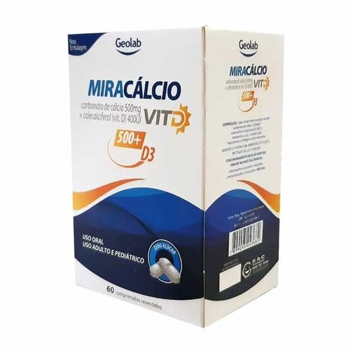 Suplemento Mineral e Vitamínico Geolab Miracálcio Vit D 600mg + 400UI 60 Comprimidos