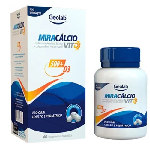 Suplemento Mineral e Vitamínico Geolab Miracálcio Vit D 600mg + 400UI 60 Comprimidos